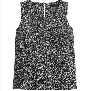 Banana Republic Jacquard Weave Textured Shell Black & White Small Leopard Print